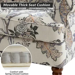 Ivory Floral Brocade Wingback Ella Armchair