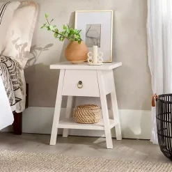 Ivory Japandi Pull-Ring Accent Table