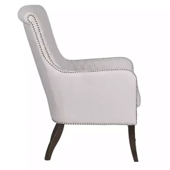 Ivory Lanea Quilted Accent Chair with Silver Studs