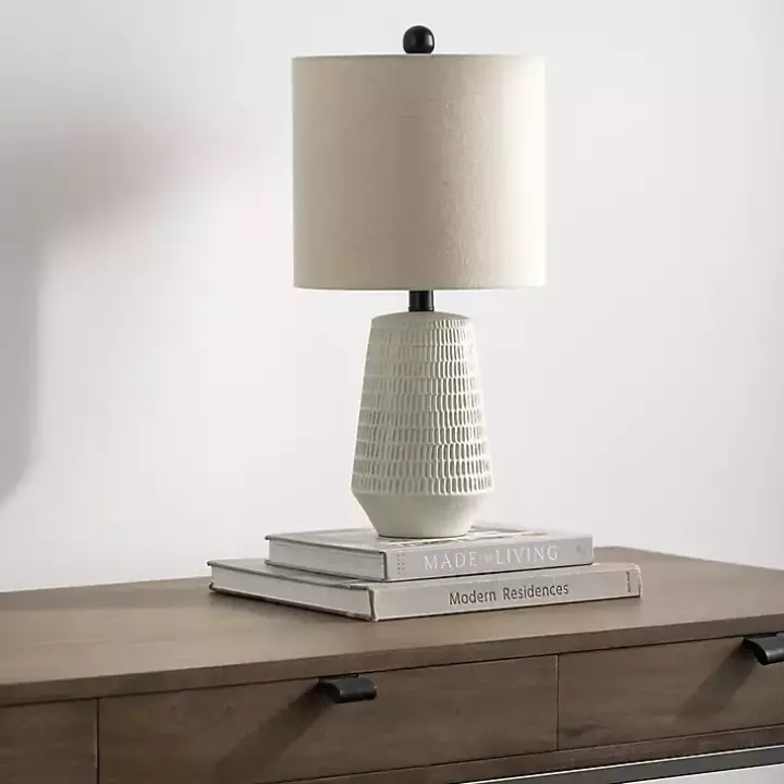 Ivory Modern Etched Table Lamp