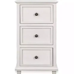 Ivory Slim Wooden 3-Drawer Side Table