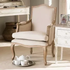 Ivory Streaked Antique Accent Chair
