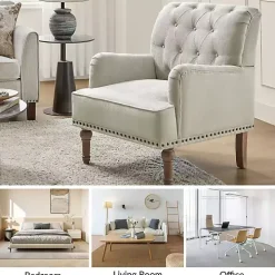 Ivory Tufted Britt Accent Chair