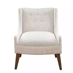 Ivory Tufted Curved Accent Chair