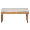 Ivory Upholstered Seashell Wood Bench