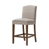 Ivory Upholstered Wood Counter Stool