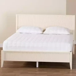 Ivory Wood Fluted Headboard Primrose King Bed