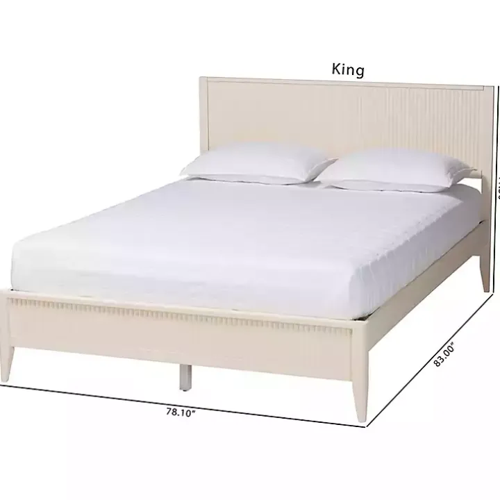 Ivory Wood Fluted Headboard Primrose King Bed