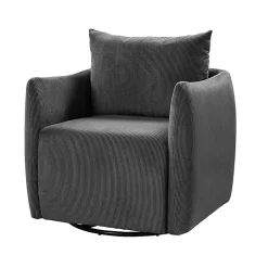 Jerri Charcoal Corduroy Swivel Accent Chair