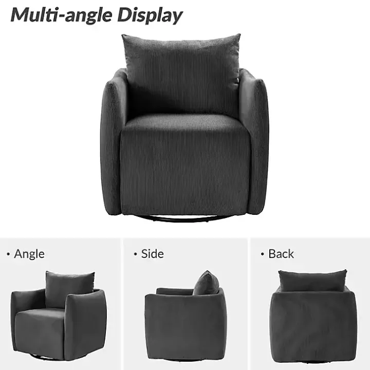 Jerri Charcoal Corduroy Swivel Accent Chair