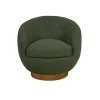 Jessel Green Sherpa Swivel Chair with Wood Base