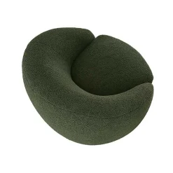 Jessel Green Sherpa Swivel Chair with Wood Base