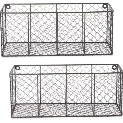 Large Wall Hanging Chicken Wire Baskets, Set of 2
