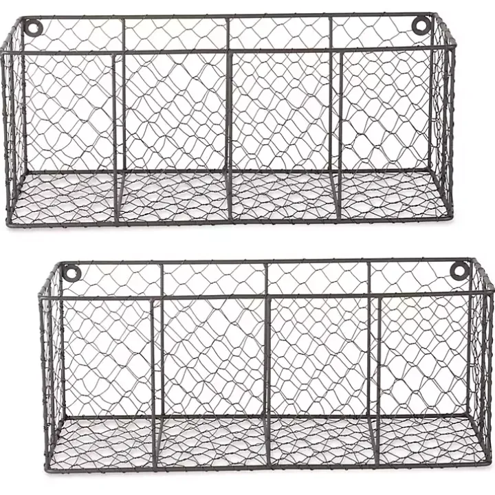 Large Wall Hanging Chicken Wire Baskets, Set of 2