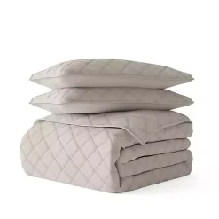 Latte Stitched Diamond 3-pc. Queen Quilt Set