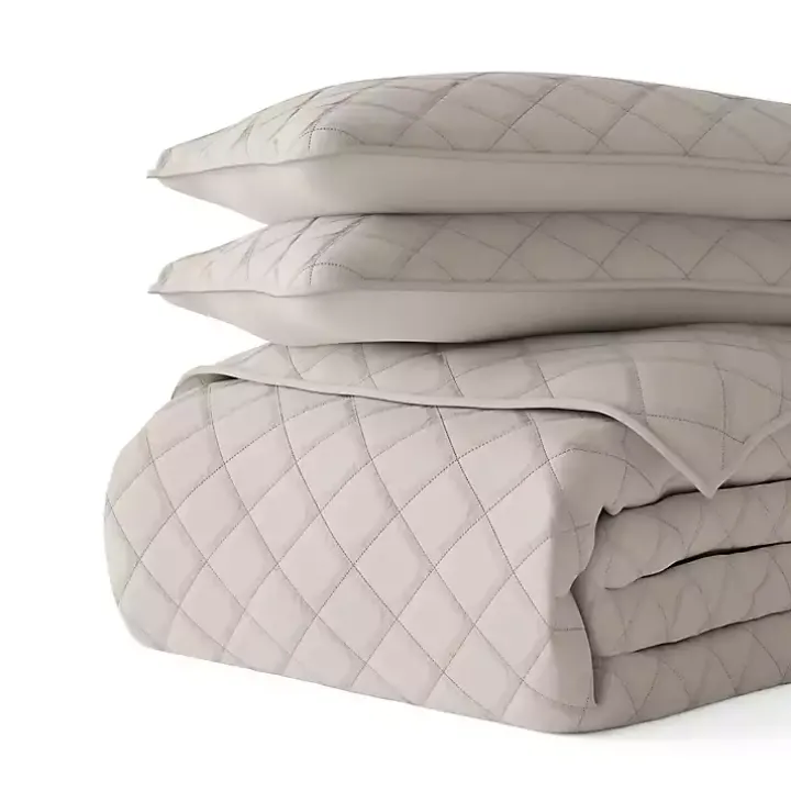 Latte Stitched Diamond 3-pc. Queen Quilt Set