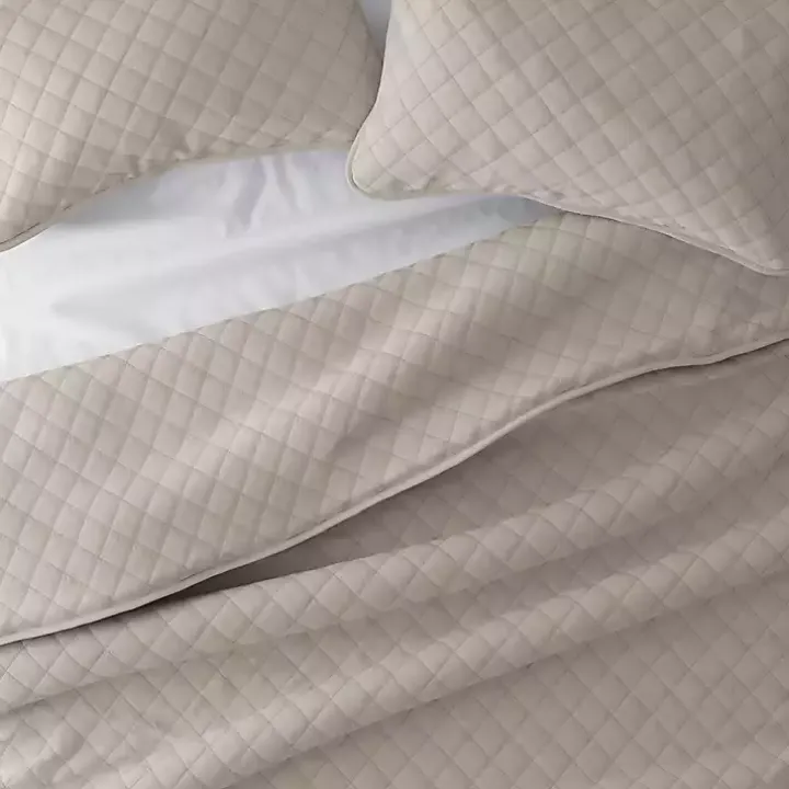 Latte Stitched Diamond 3-pc. Queen Quilt Set