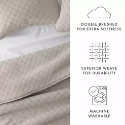 Latte Stitched Diamond 3-pc. Queen Quilt Set