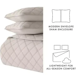 Latte Stitched Diamond 3-pc. Queen Quilt Set