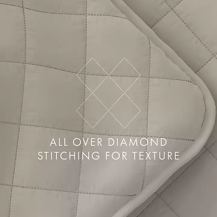 Latte Stitched Diamond 3-pc. Queen Quilt Set