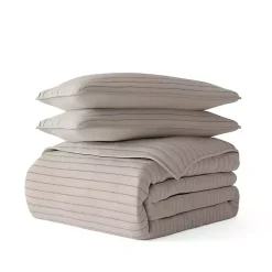 Latte Stitched Stripes 3-pc. King Quilt Set