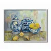 Lemons in Blue Pottery Wooden Art