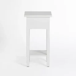 Leo White Wood Accent Table