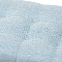 Light Blue Grid Tufted Upholstered Ottoman