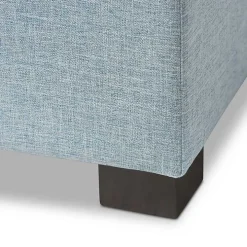 Light Blue Grid Tufted Upholstered Ottoman