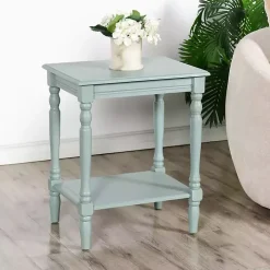 Light Blue Wood Sybil Accent Table
