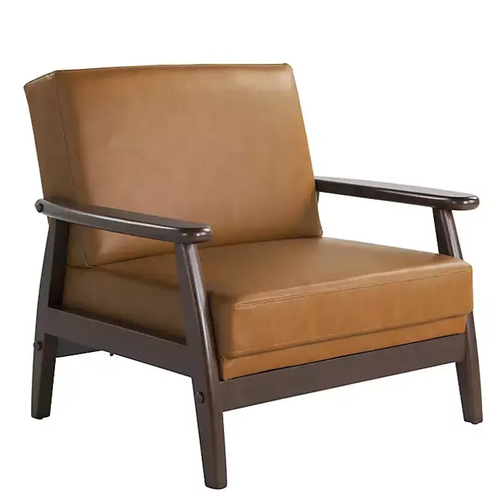 Light Brown Faux Leather Ambon Accent Chair