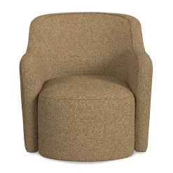 Light Brown Swivel Barrel Accent Chair