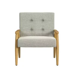 Light Gray Button Tufted Accent Chair