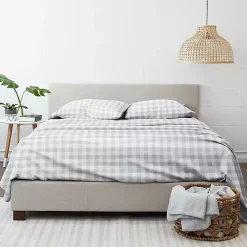 Light Gray Country Plaid 4-pc. King Bed Sheet Set