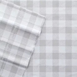 Light Gray Country Plaid 4-pc. King Bed Sheet Set