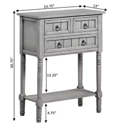 Light Gray 3-Drawer Turned Legs Accent Table