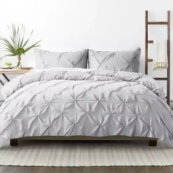 Light Gray Soft Pinch 3-pc. Queen Duvet Cover Set
