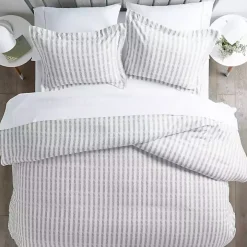 Light Gray Stripes 3-pc. Twin Duvet Cover Set