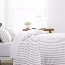 Light Gray Stripes 3-pc. Twin Duvet Cover Set