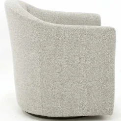 Light Gray Tufted Swivel Barrel Accent Chair