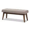 Light Gray Tufted Walnut Wood Bench