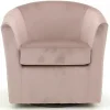 Light Pink Swivel Barrel Accent Chair