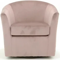 Light Pink Swivel Barrel Accent Chair