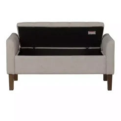 Light Taupe Upholstered Blaire Storage Bench
