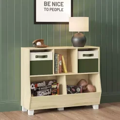 Light Woodgrain Multi Cubby Organizer Bookshelf