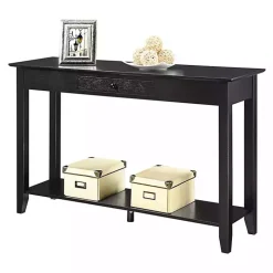 Long Black Single Drawer Console Table