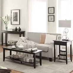 Long Black Single Drawer Console Table