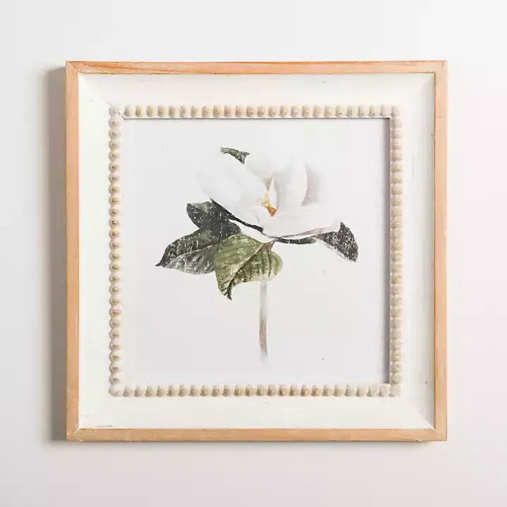Magnolia Beaded Framed Art Print
