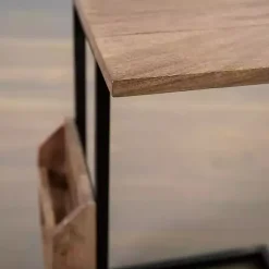 Mango Wood and Iron Extendable C-Table