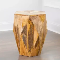 Mango Wood Hexagon Side Table